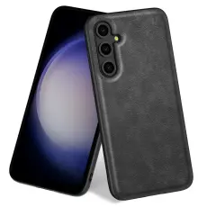  Samsung Galaxy S25 Skal L&auml;der Retro Svart - Teknikhallen.se