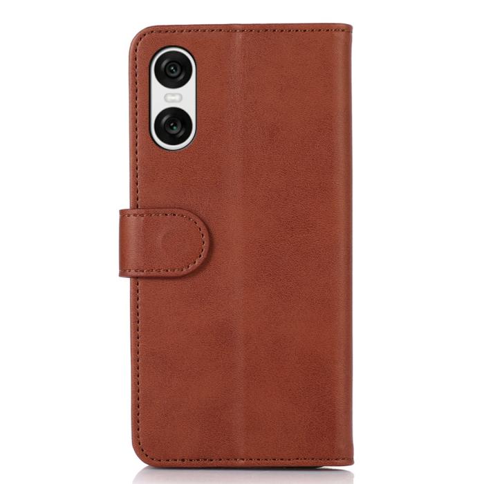 Bild 6,  Sony Xperia 10 VI Läder Fodral Läder Solid Brun - Teknikhallen.se