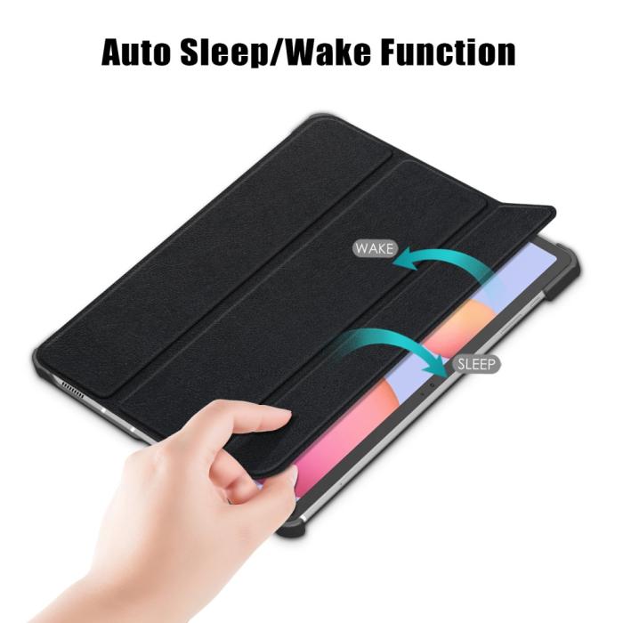 Bild 3,  Galaxy Tab S7 FE/S7 Plus/S8 Plus Tri-Fold Läder Fodral Svart - Teknikhallen.se