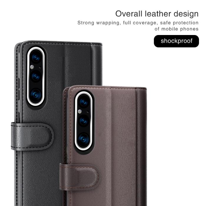 Bild 5,  Sony Xperia 1 V Fodral Premium Split Läder Brun - Teknikhallen.se