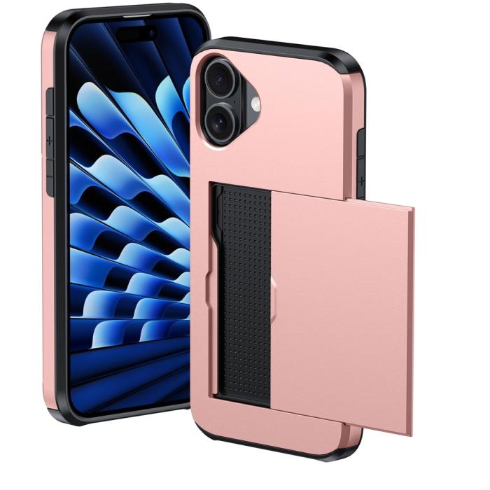 Bild 2,  iPhone 17 Skal Hybrid Med Kortfack Roséguld - Teknikhallen.se