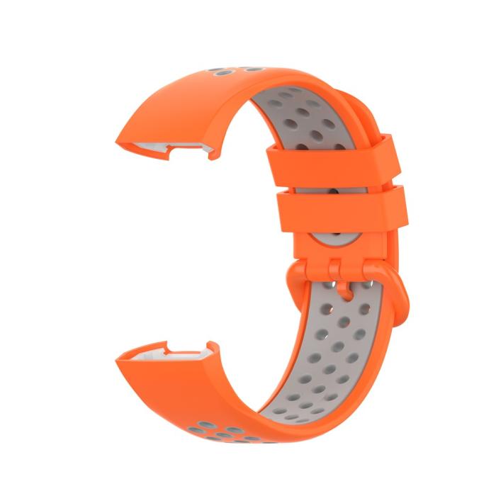 Bild 3,  Fitbit Charge 4/3 Silikon Träningsarmband Orange/Grå - Teknikhallen.se