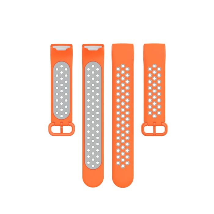 Bild 5,  Fitbit Charge 4/3 Silikon Träningsarmband Orange/Grå - Teknikhallen.se