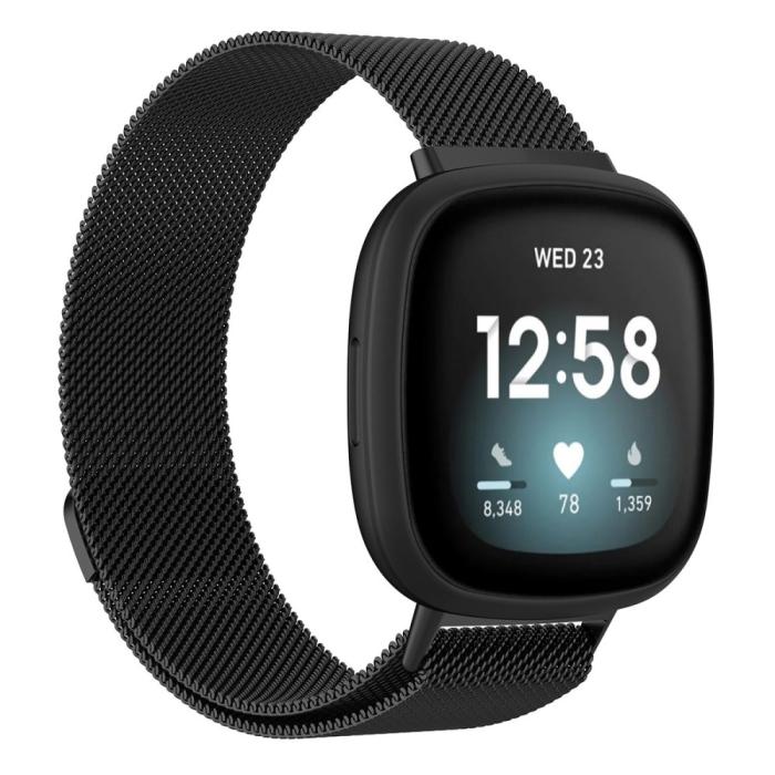 Bild 4,  Fitbit Versa 4/Sense 2 Armband Milanese Loop Svart - Teknikhallen.se