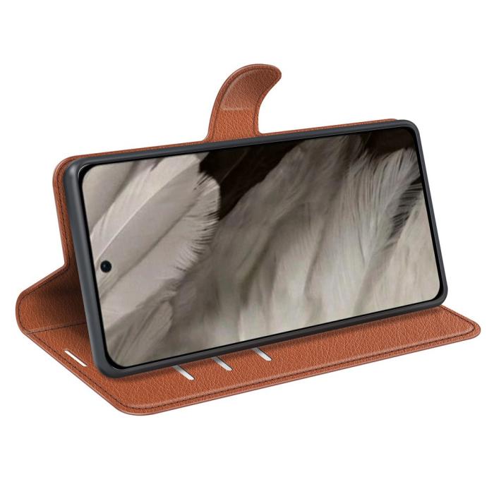 Bild 3,  Google Pixel 8 Pro Fodral Litchi Textur Brun - Teknikhallen.se