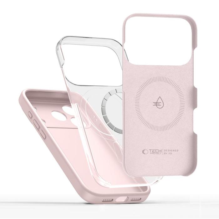 Bild 2, Tech-Protect Tech-Protect iPhone 17 Pro Skal MagSafe Silicone Pink Pearl - Teknikhallen.se