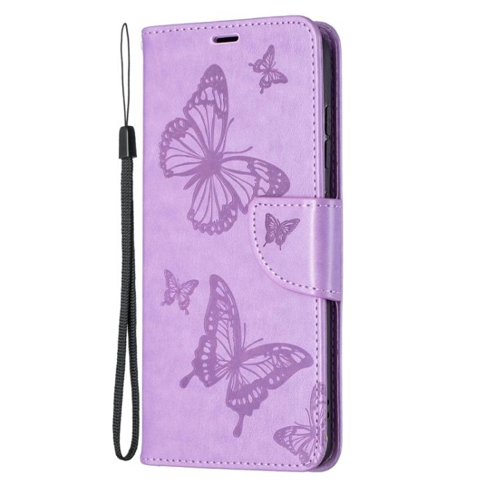 Bild 2,  Samsung Galaxy S21 FE Fodral Butterfly Läder Lila - Teknikhallen.se
