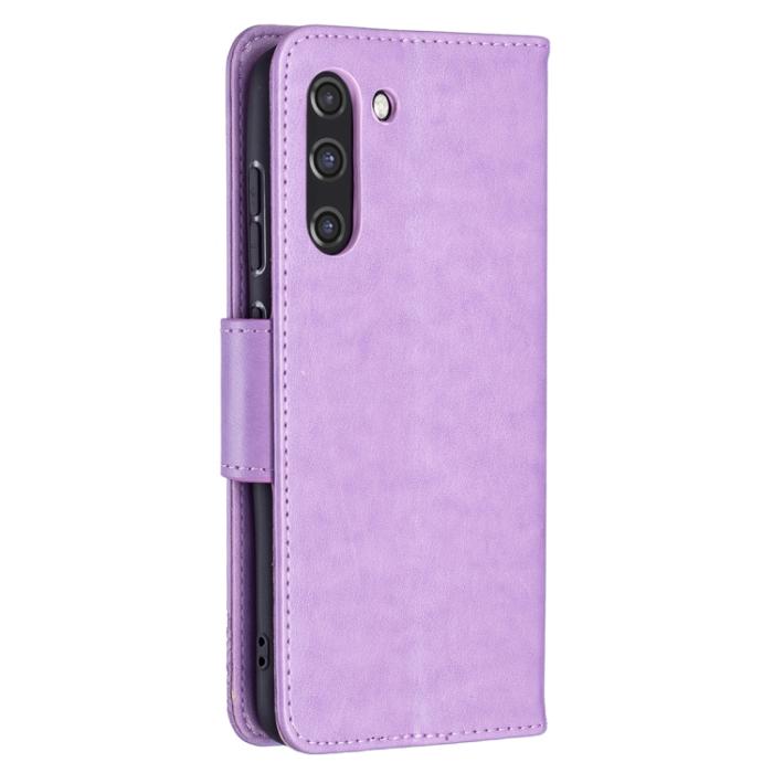 Bild 3,  Samsung Galaxy S21 FE Fodral Butterfly Läder Lila - Teknikhallen.se