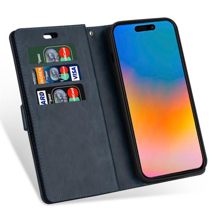 Bild 4,  iPhone 15 Multifunktionellt Fodral Mörk Blå - Teknikhallen.se
