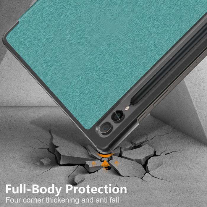 Bild 6,  Samsung Galaxy Tab S9 Plus Fodral Läder Svartgrön - Teknikhallen.se