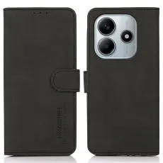 KHAZNEH KHAZNEH Xiaomi Redmi Note 14 4G Fodral Retro L&auml;der Svart - Teknikhallen.se