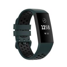  Fitbit Charge 4/3 Silikon Tr&auml;ningsarmband M&ouml;rk Gr&ouml;n/Svart - Teknikhallen.se