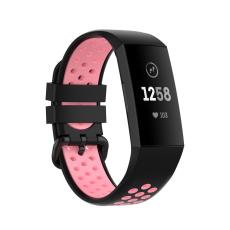  Fitbit Charge 4/3 Silikon Tr&auml;ningsarmband Svart/Ljus Rosa - Teknikhallen.se
