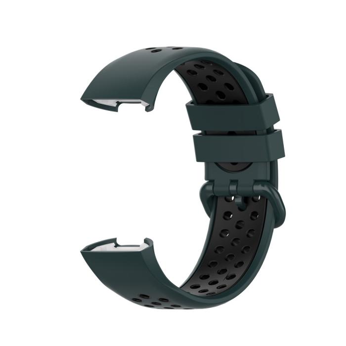 Bild 3,  Fitbit Charge 4/3 Silikon Träningsarmband Mörk Grön/Svart - Teknikhallen.se