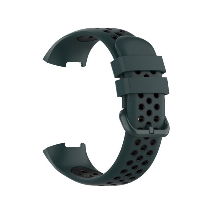 Bild 4,  Fitbit Charge 4/3 Silikon Träningsarmband Mörk Grön/Svart - Teknikhallen.se