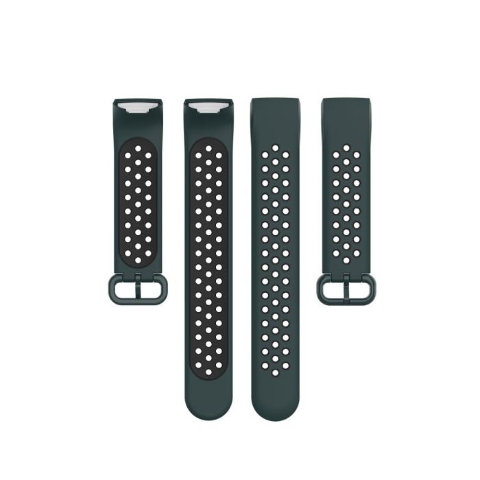 Bild 5,  Fitbit Charge 4/3 Silikon Träningsarmband Mörk Grön/Svart - Teknikhallen.se