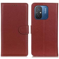  Xiaomi Redmi 12C 4G Fodral L&auml;der Litchi Textur Brun - Teknikhallen.se