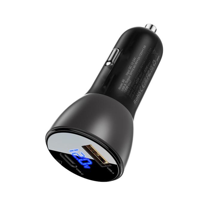 Bild 3, Acefast Acefast 63W PD PPS QC Billaddare USB-C / USB-A Svart - Teknikhallen.se