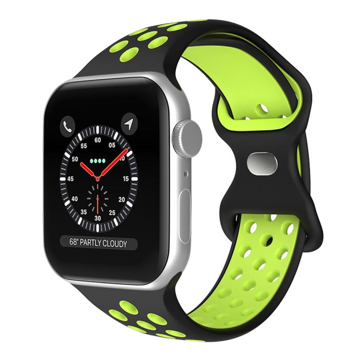 Bild 2, ColorPop Sportarmband Dual-Color Apple Watch 42/41/40/38 mm (M/L) Svart/Gul - Teknikhallen.se