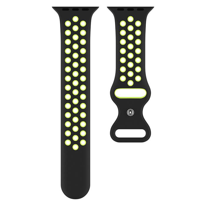 Bild 3, ColorPop Sportarmband Dual-Color Apple Watch 42/41/40/38 mm (M/L) Svart/Gul - Teknikhallen.se