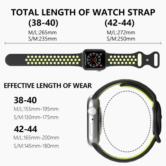 Bild 4, ColorPop Sportarmband Dual-Color Apple Watch 42/41/40/38 mm (M/L) Svart/Gul - Teknikhallen.se