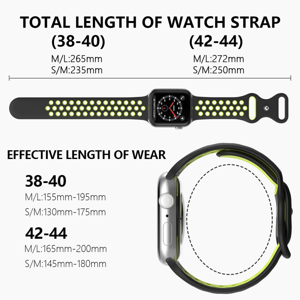 ColorPop Sportarmband Dual-Color Apple Watch 41/40/38 mm (M/L) Svart/Gul - Teknikhallen.se