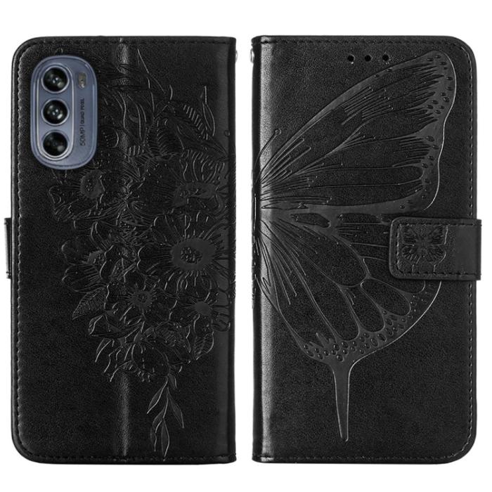 Bild 2,  Motorola Moto G62 5G Fodral Med Fjäril Tryck Svart - Teknikhallen.se