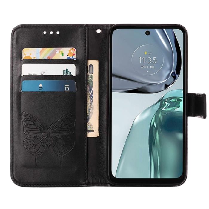 Bild 4,  Motorola Moto G62 5G Fodral Med Fjäril Tryck Svart - Teknikhallen.se