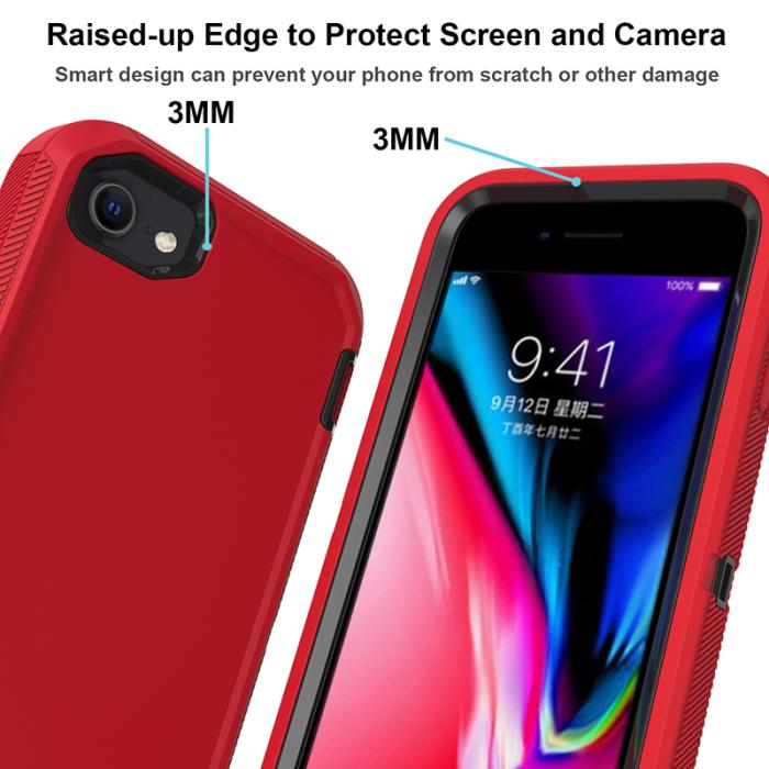 Bild 2,  iPhone 7/8/SE (2020/2022) - Shockproof Hybrid Armor Skal - Röd - Teknikhallen.se