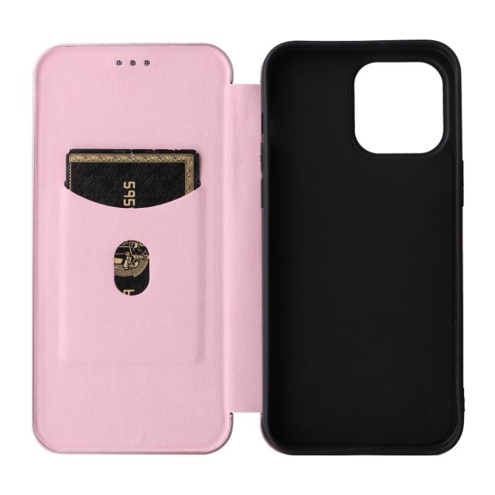 Bild 6,  iPhone 14 Pro Max Fodral Flip Kolfiber Textur Roséguld - Teknikhallen.se