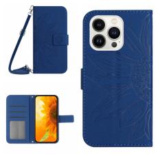  iPhone 15 Pro Fodral Solros Tryck M&ouml;rk Bl&aring; - Teknikhallen.se