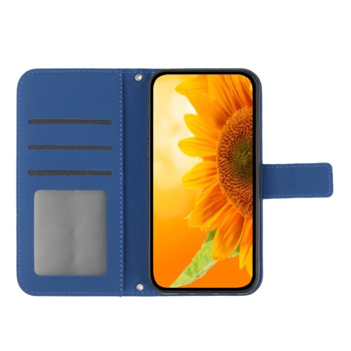 Bild 3,  iPhone 15 Pro Fodral Solros Tryck Mörk Blå - Teknikhallen.se