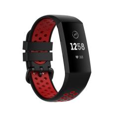  Fitbit Charge 4/3 Silikon Tr&auml;ningsarmband Svart/R&ouml;d - Teknikhallen.se