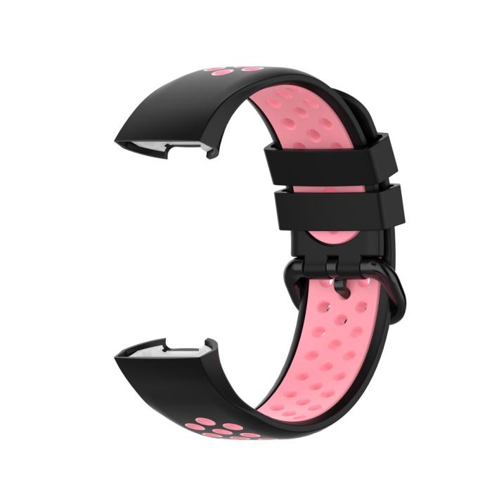 Bild 3,  Fitbit Charge 4/3 Silikon Träningsarmband Svart/Ljus Rosa - Teknikhallen.se