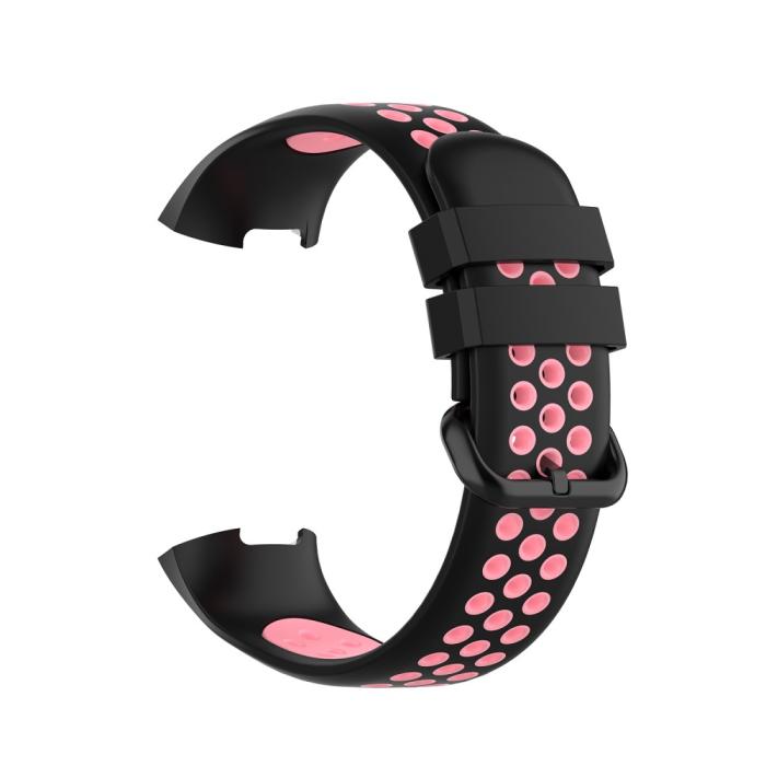 Bild 4,  Fitbit Charge 4/3 Silikon Träningsarmband Svart/Ljus Rosa - Teknikhallen.se