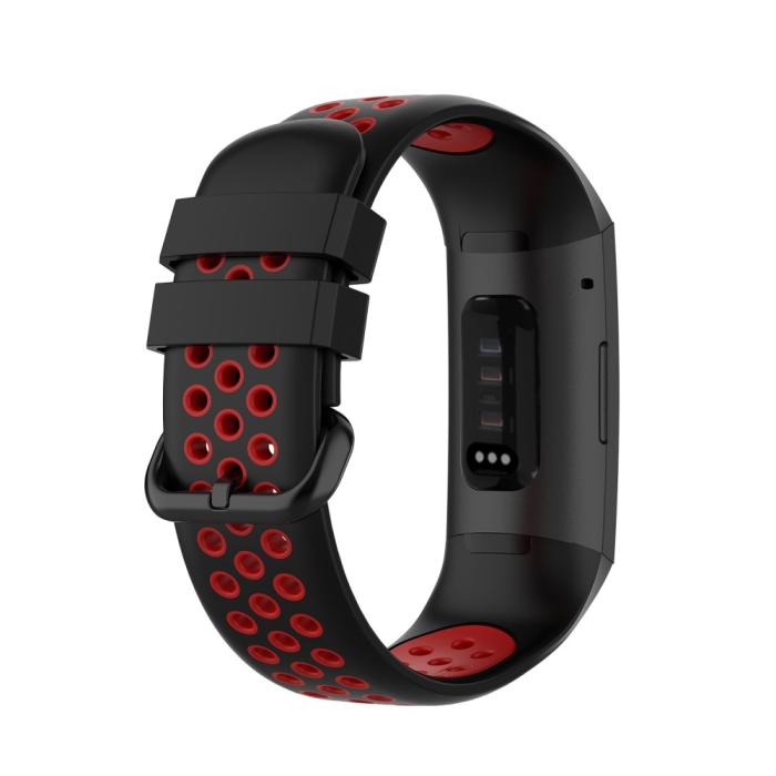 Bild 2,  Fitbit Charge 4/3 Silikon Träningsarmband Svart/Röd - Teknikhallen.se