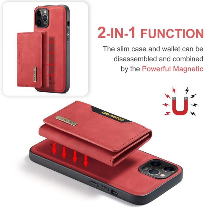 Bild 5, DG.MING iPhone 13 Mini - DG.MING 2in1 Skal Magnetisk Avtagbart Kortfack - Röd - Teknikhallen.se