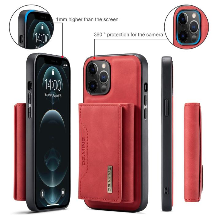 Bild 6, DG.MING iPhone 13 Mini - DG.MING 2in1 Skal Magnetisk Avtagbart Kortfack - Röd - Teknikhallen.se