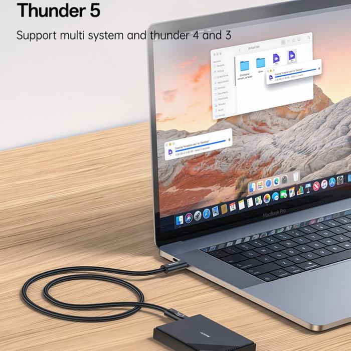 Bild 5, YESIDO YESIDO 1m Thunderbolt 5 Kabel USB-C - USB-C 240W Svart - Teknikhallen.se