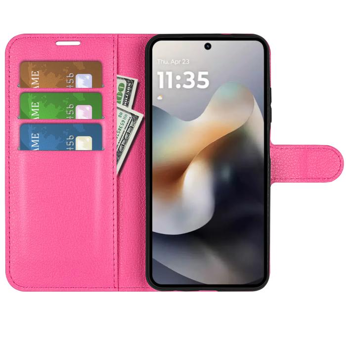 Bild 5,  Motorola Moto G56 5G Fodral Litchi Läder Rosa - Teknikhallen.se