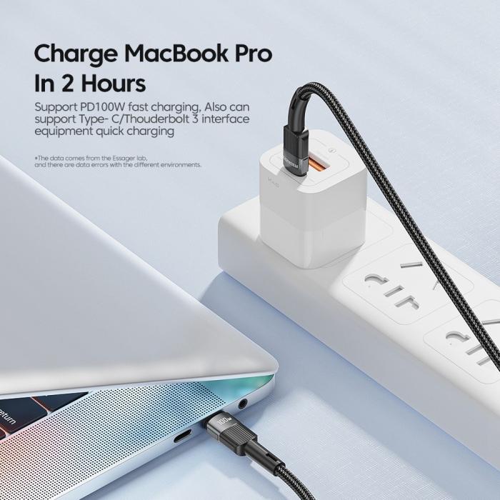 Bild 5, ESSAGER ESSAGER 1m 100W 5A PD USB-C - USB-C Laddningskabel Svart - Teknikhallen.se