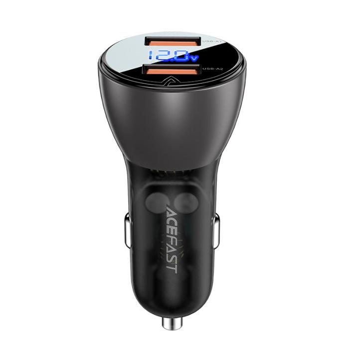 Bild 3, Acefast Acefast 45W Snabbladdare Billaddare 2x USB-A Svart - Teknikhallen.se