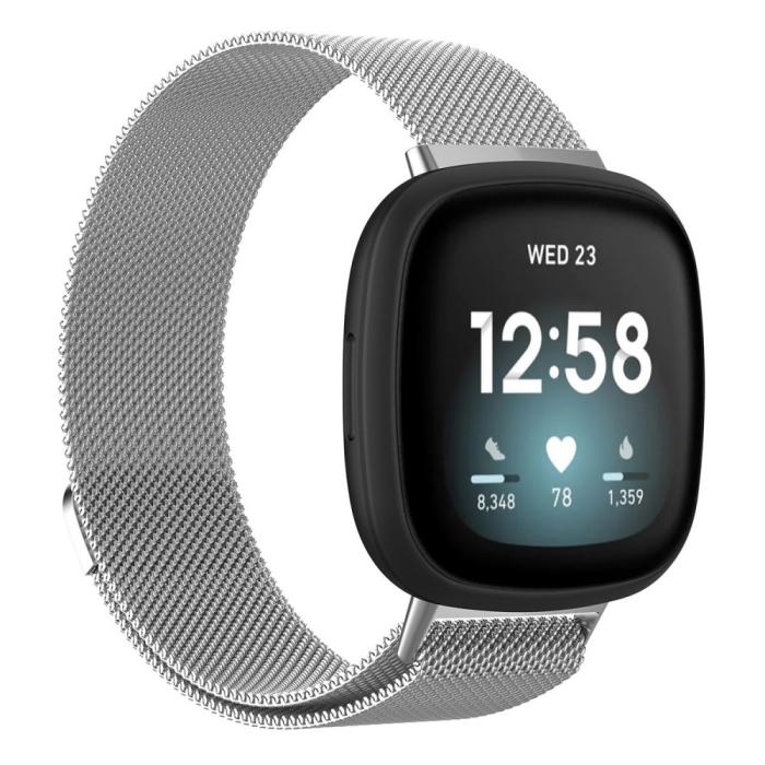 Bild 4,  Fitbit Versa 4/Sense 2 Armband Milanese Loop Silver - Teknikhallen.se