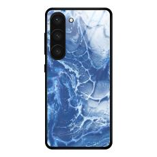  Samsung Galaxy S24 Skal Marmor H&auml;rdat Glas Blue Ocean - Teknikhallen.se