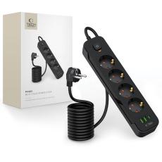 Tech-Protect Tech-Protect 2 m F&ouml;rgreningsdosa Med USB-C/USB-A Svart - Teknikhallen.se