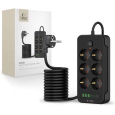 Tech-Protect Tech-Protect 2 m F&ouml;rgreningsdosa Med USB-C/USB-A Svart - Teknikhallen.se