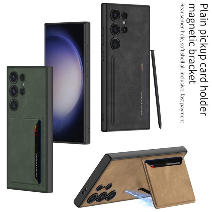 Bild 2, GKK GKK Galaxy S24 Ultra Skal Kickstand Med Kortfack Brun - Teknikhallen.se