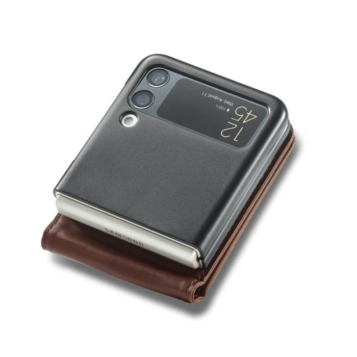 Bild 4, LC.IMEEKE LC.IMEEKE Galaxy Z Flip 4 Fodral Läder Brun - Teknikhallen.se