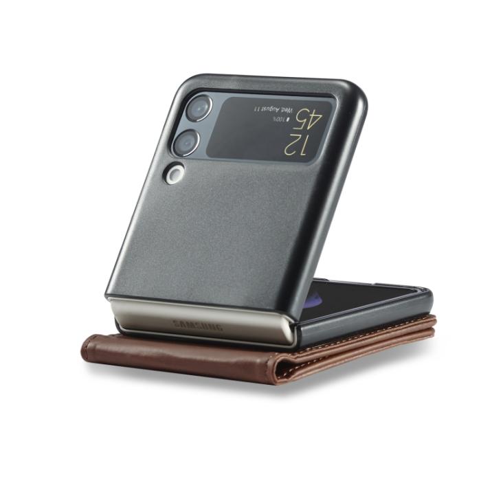 Bild 6, LC.IMEEKE LC.IMEEKE Galaxy Z Flip 4 Fodral Läder Brun - Teknikhallen.se