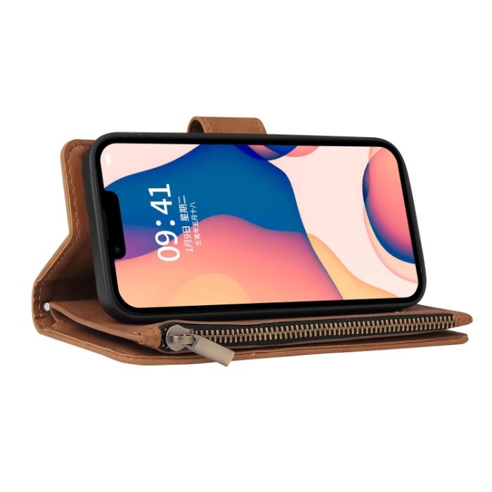 Bild 5,  iPhone 14 Fodral Multifunktionell Flerfack Brun - Teknikhallen.se